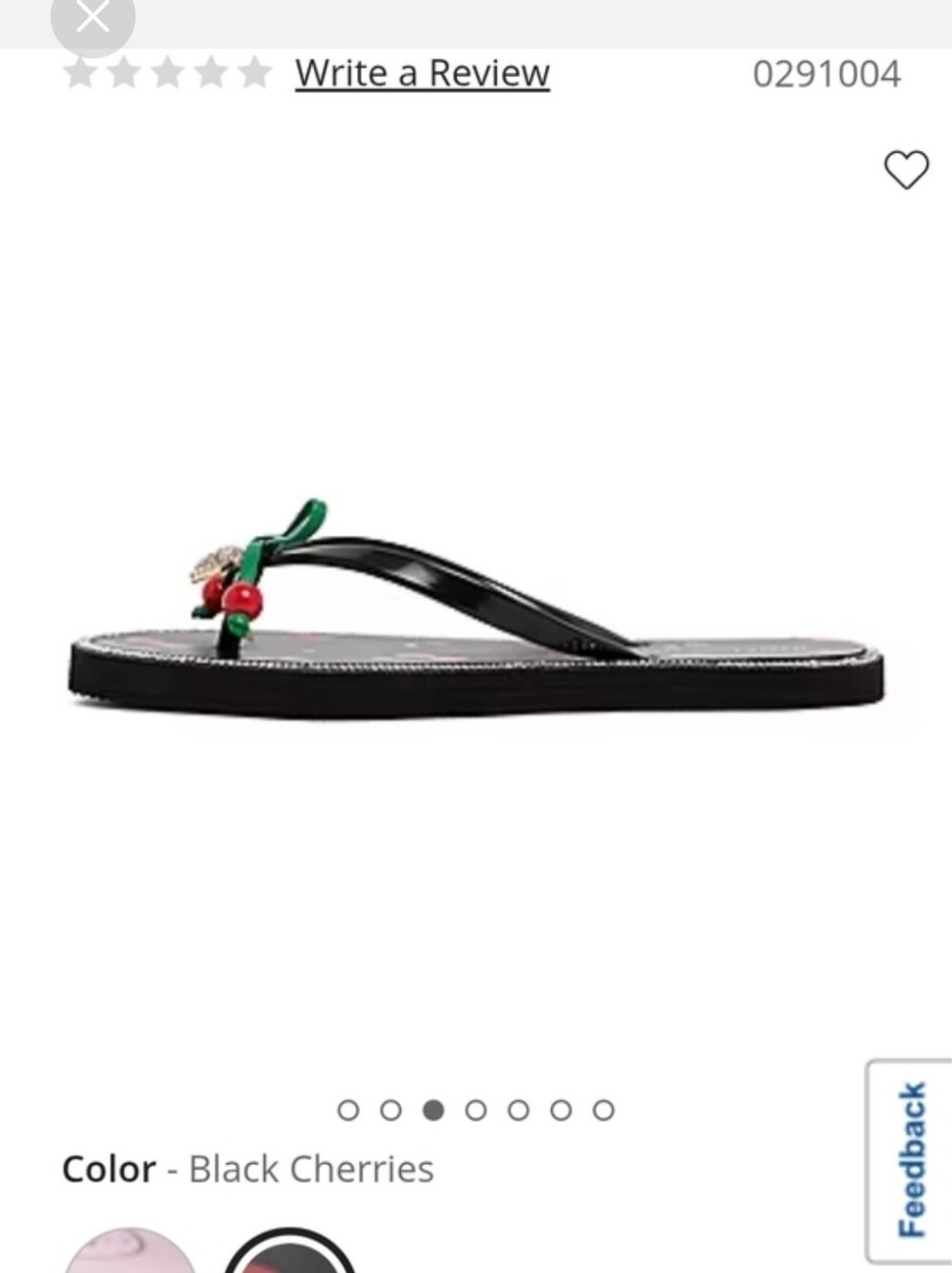 Juicy Couture 🍒Cherry Bow Thong Sandal in Black and Green Size 7 NWT - Picture 4 of 6